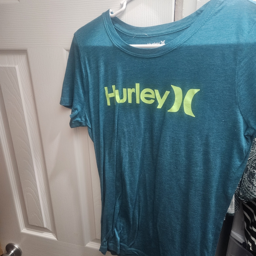 Hurley Blue Tee with Vibrant Yellow Logo
